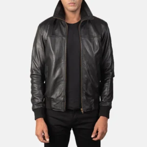 Air Rolf Brown Leather Bomber Jacket